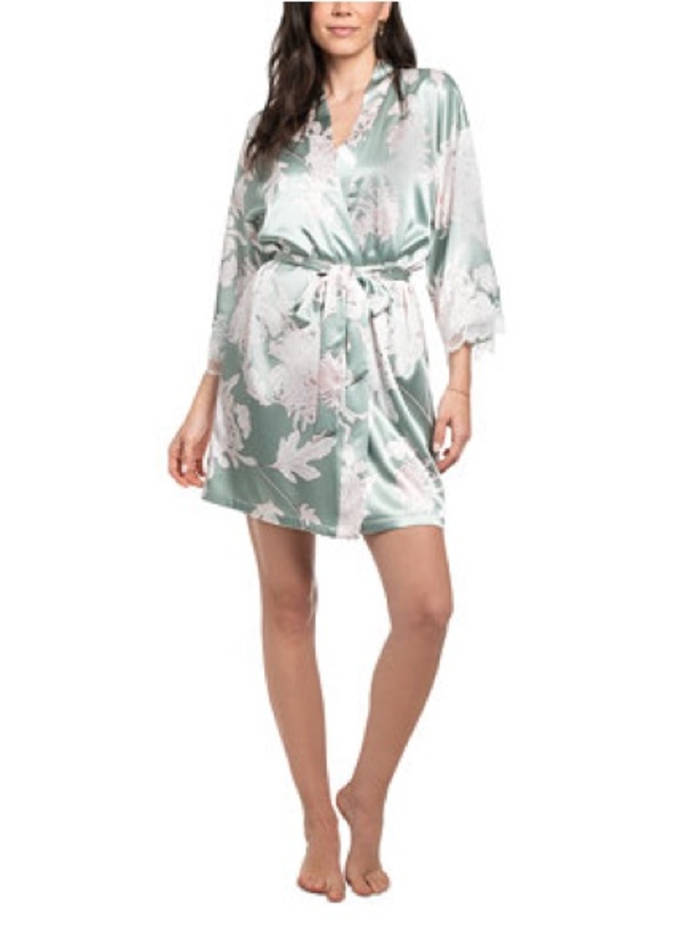Linea Donatella Women's Athiya Satin Floral Wrap Robe L/XL